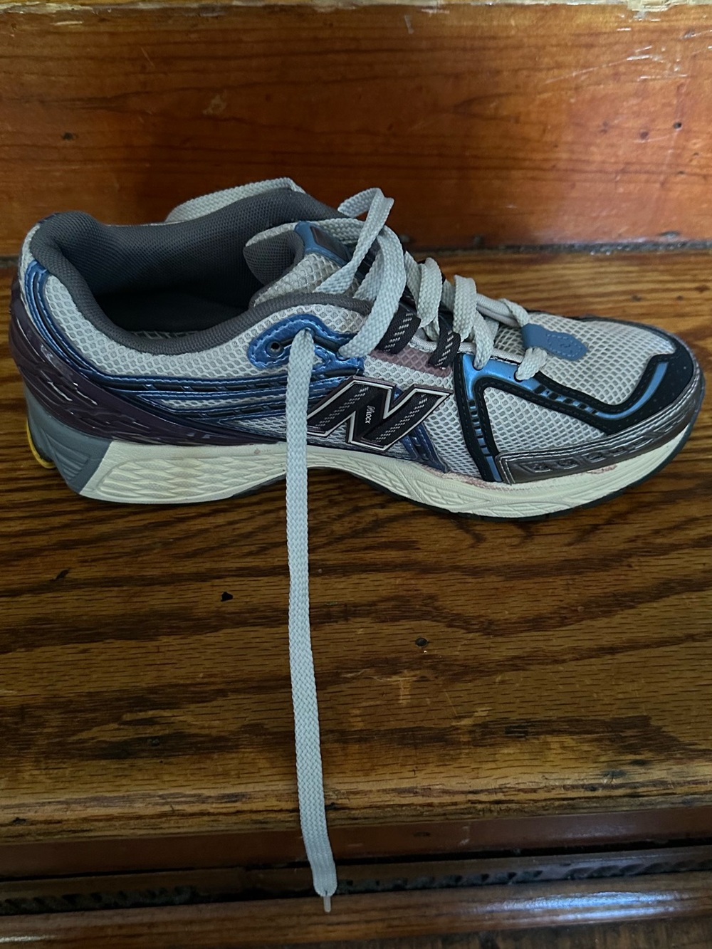 1906R New Balance Gray with Blue and Yellow Accent Sneakers - Picture 4 of 6